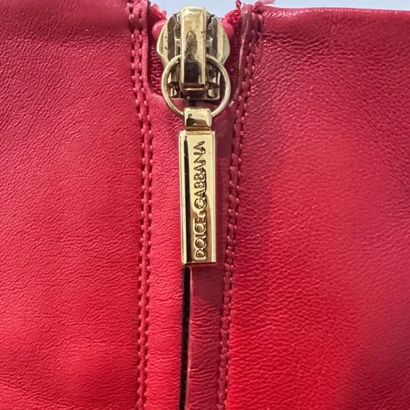 Dolce & Gabbana Red Leather Ankle Boots size 39 - Picture 4 of 5